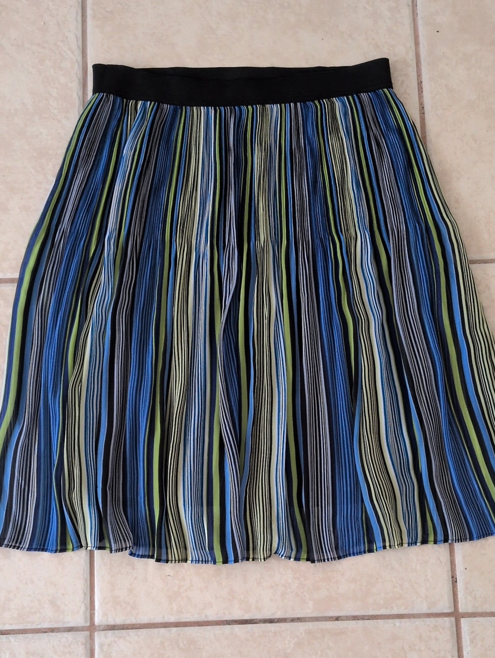 Worthington Striped Pleated Midi Skirt Size Small
